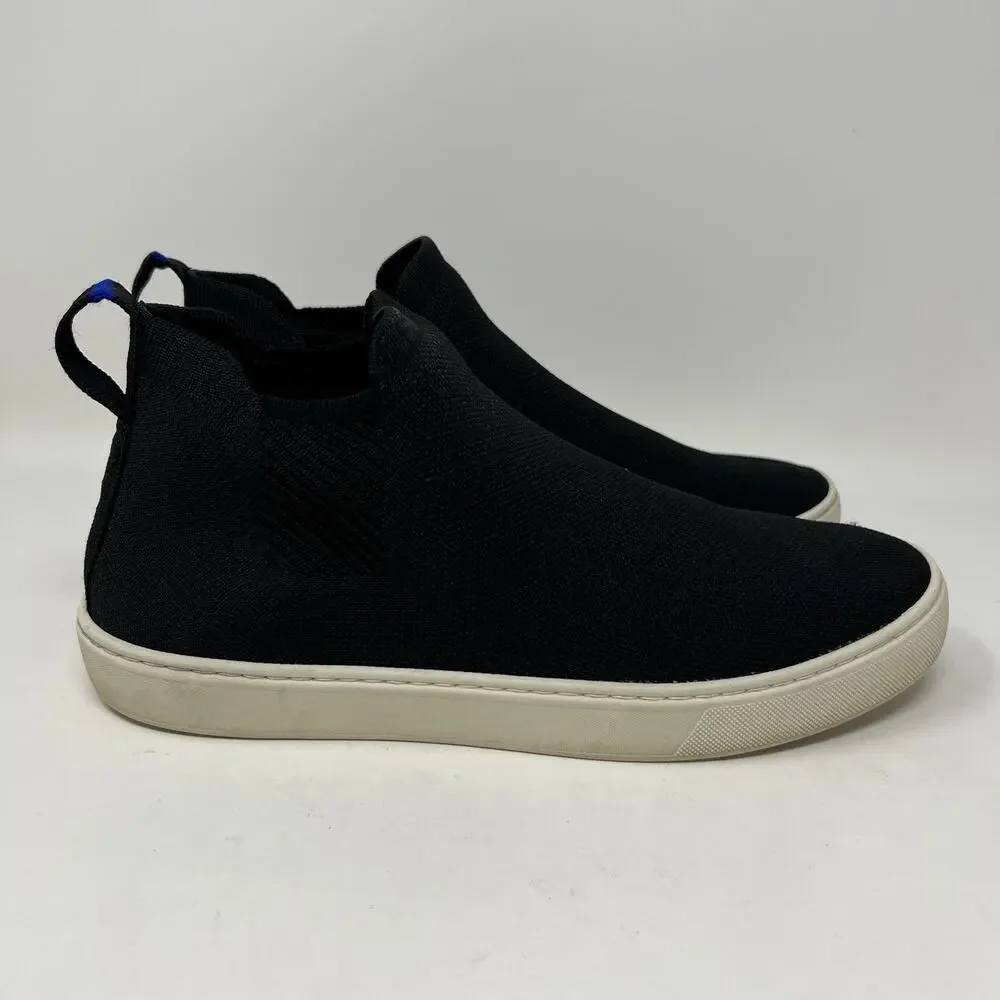 Rothy's Chelsea Sneakers Womens Size 10.5 Black Knit Pull On Shoes Boots Booties